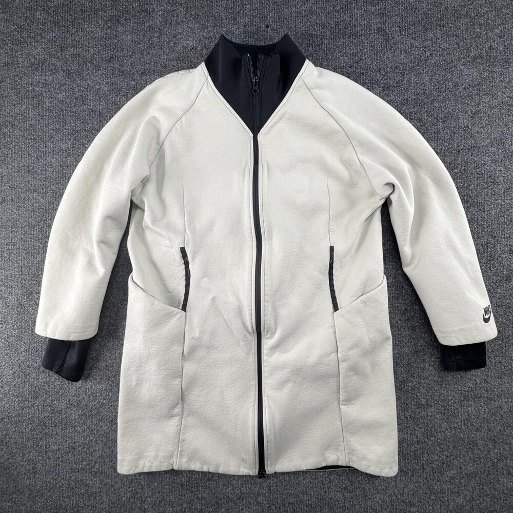 Nike Sportswear Tech Fleece Jacket Womens Medium White Long Windbreaker